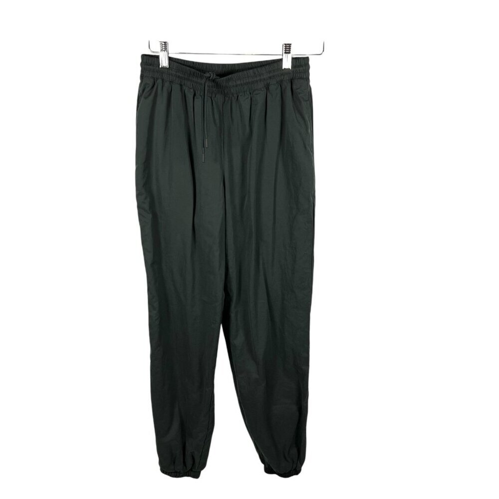 Good American Pants Womens Size 1 Small‎ Nylon Jogger Track Pants Green Pockets
